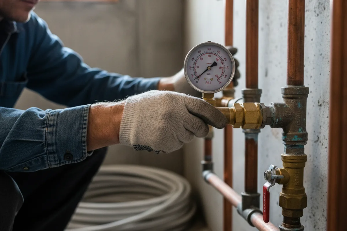 Pressure testing a repaired line during Water Line Repair in Lawndale